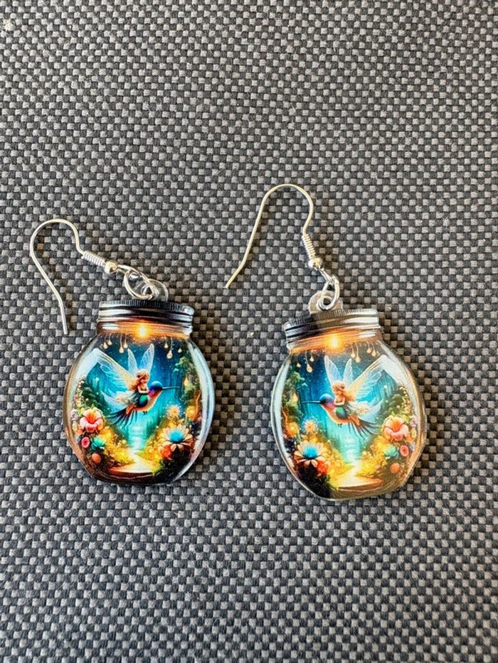 Boucle d’oreille bocal fée