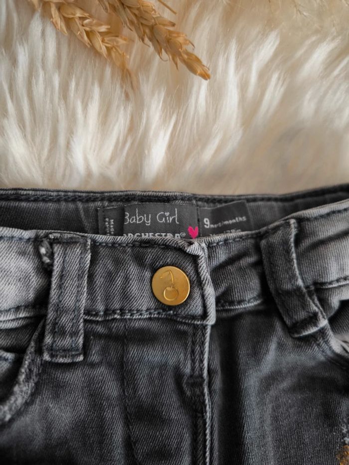 🩶 Superbe jean pantacourt Orchestra gris et doré 9 mois 🩶 - photo numéro 3