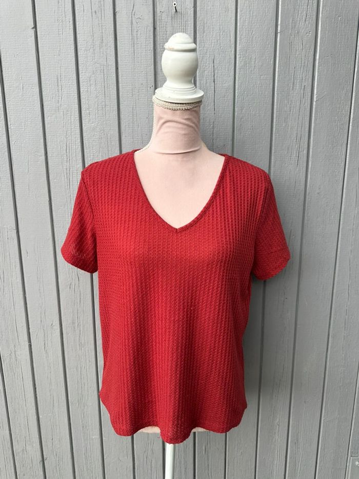 Haut manches courtes rouge basic décolleté SHEIN 38/M