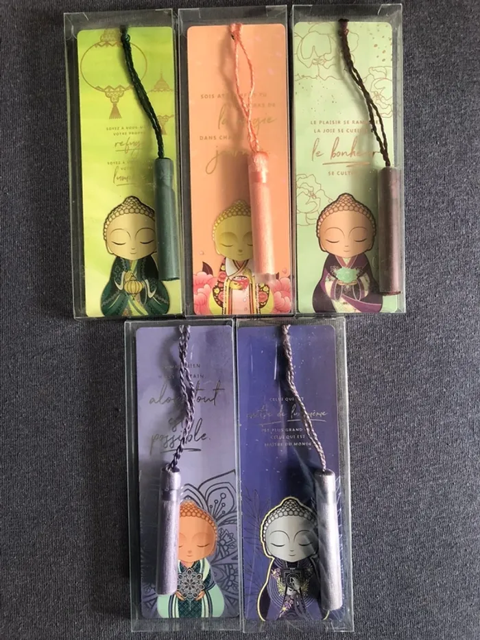 Lot de 5 marques-pages pompon Little Buddha