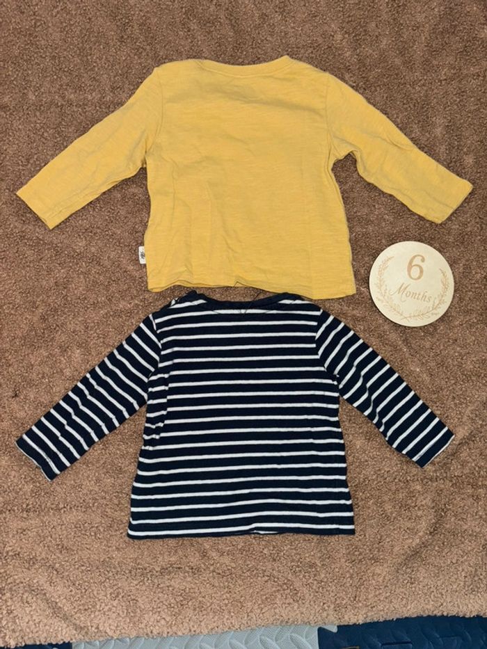 Lot de 2 tee shirt manches longues 6 mois - photo numéro 2