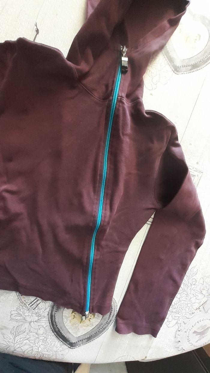 Veste jogging prune et turquoise - photo numéro 3