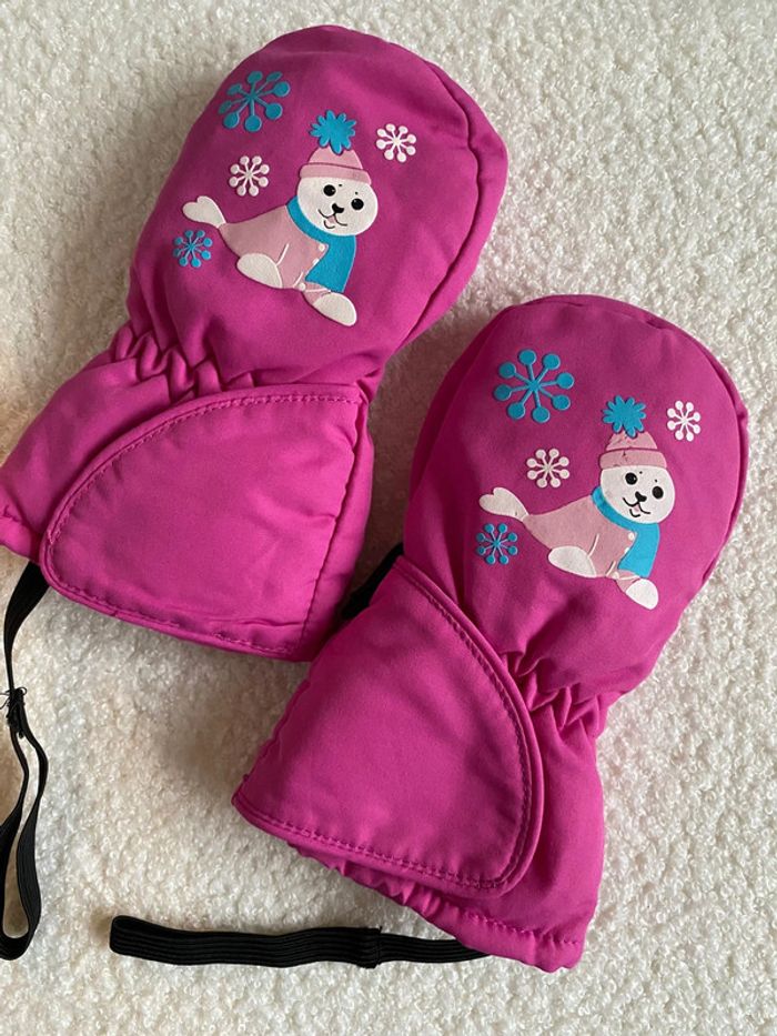 Moufles hiver fille rose