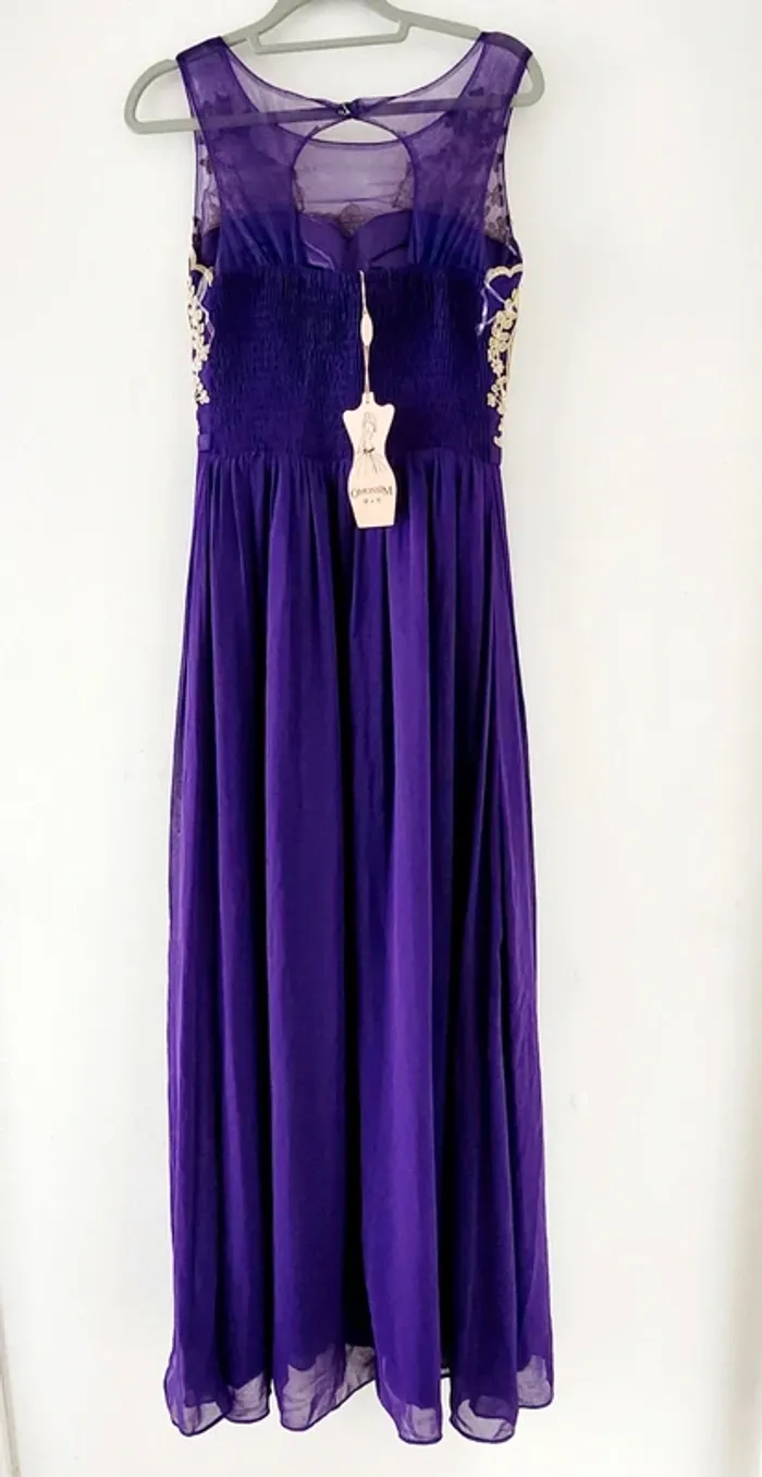 Robe de cérémonie femme Violet royal avec broderies dorées S/M - photo numéro 3