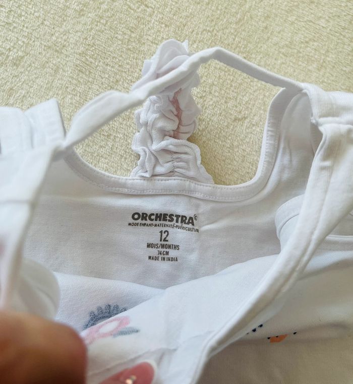 Ensemble short bleu à pois blanc et débardeur blanc 12mois-74cm Orchestra - photo numéro 6