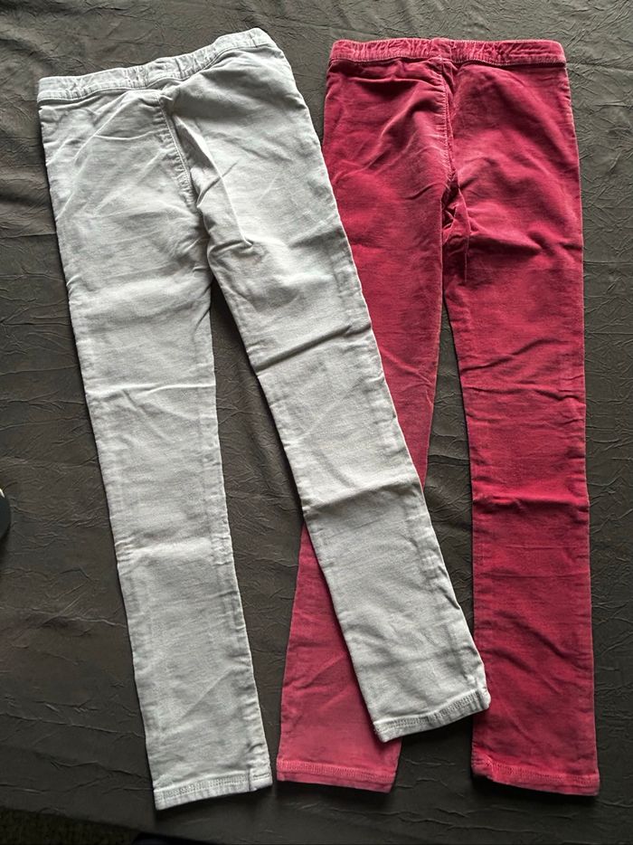 Lot de 2 pantalons jeggings en velours ras enfant fille - photo numéro 4