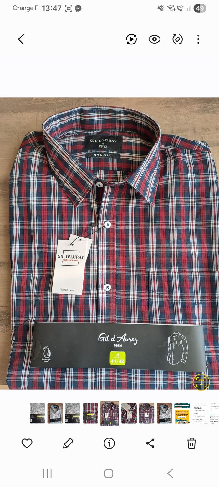 Chemise manches longues neuve