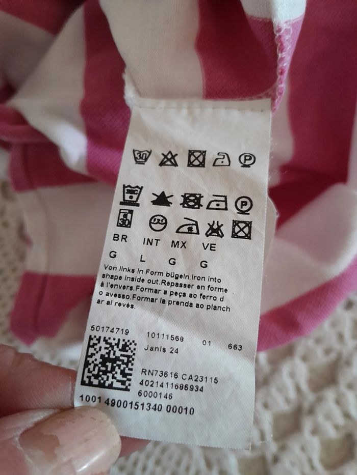 Polo, rayé rose et blanc, taille XL, Marque Hugo Boss - photo numéro 6