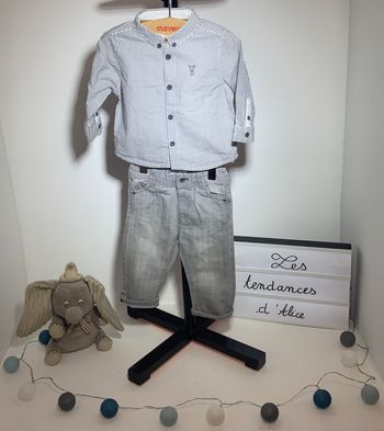 Ensemble jean gris + chemise