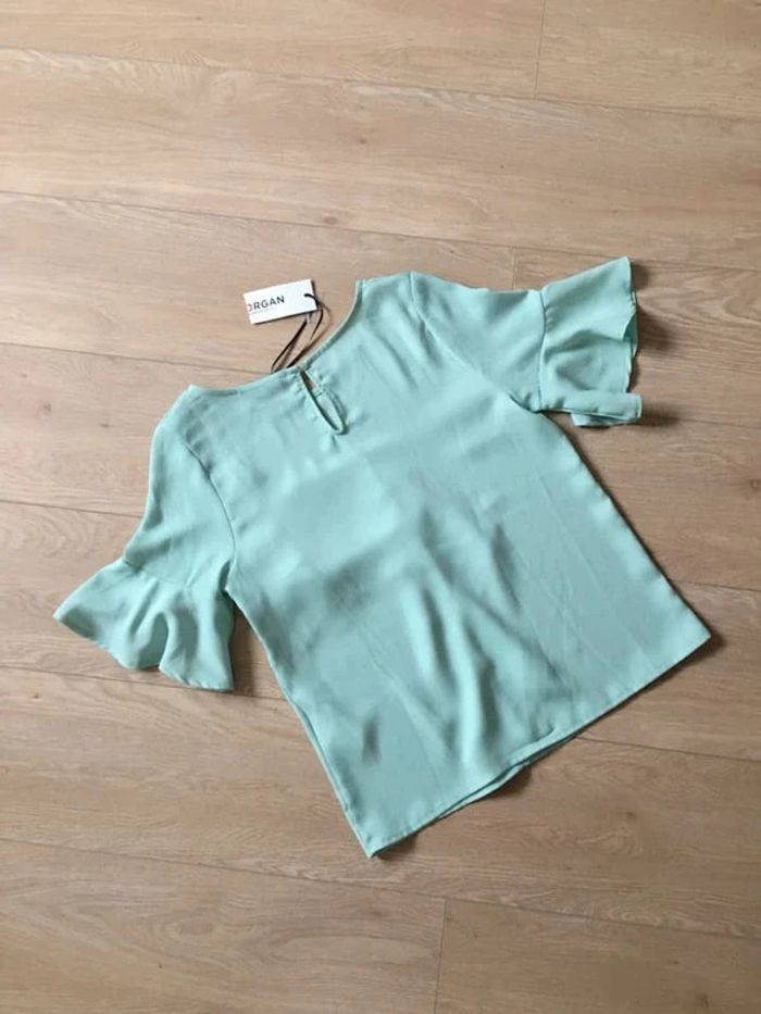 Blouse verte turquoise neuve à manches courtes Morgan taille 38 - photo numéro 11