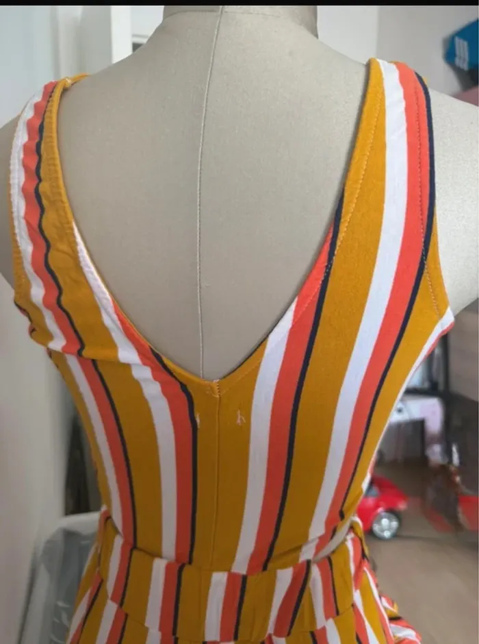 Combinaison Rayée Jaune Moutarde, Orange & Blanche, Découpes Taille - Undiz - Taille S - photo numéro 4