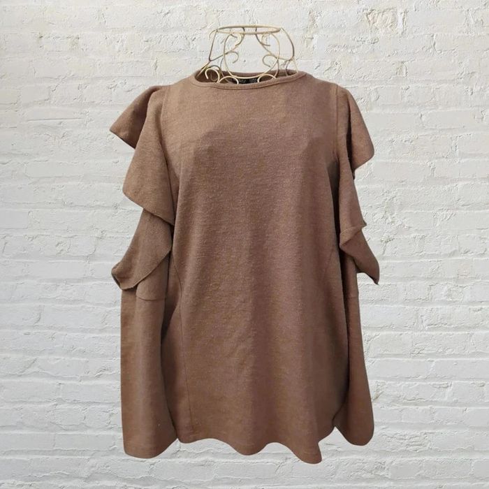 Magnifique pull à volants marron / camel Zara Taille L - photo numéro 3