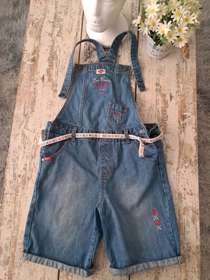 Short salopette jean brodé - photo numéro 2