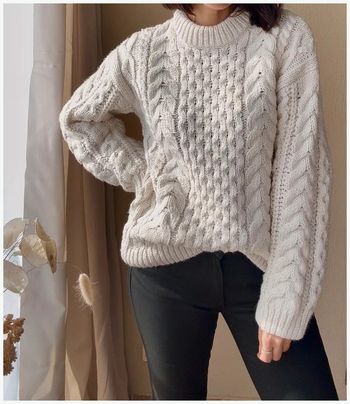 Pull torsadé blanc XS - H&M - très bon état