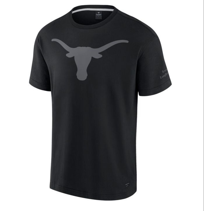 Import US T-shirt emblématique noir Texas Longhorns Fanatics pour hommes. Import US neuf