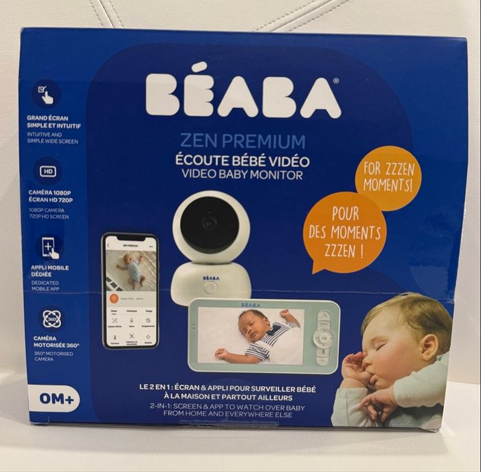 BÉABA Babyphone écoute-bébé Vidéo Zen Premium. Neuf avec protection sur l’écran.