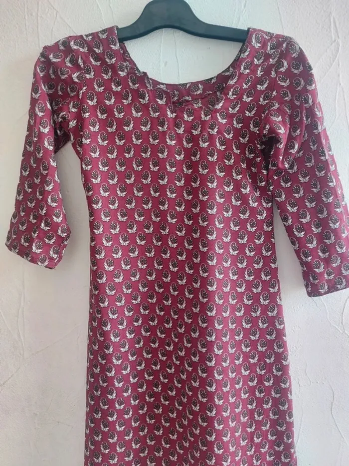 Robe/Tunique mprimée bordeaux - photo numéro 2