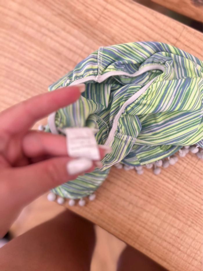 Combinaison Combi short 6 ans chicaprie été à rayures verte bleu - photo numéro 3