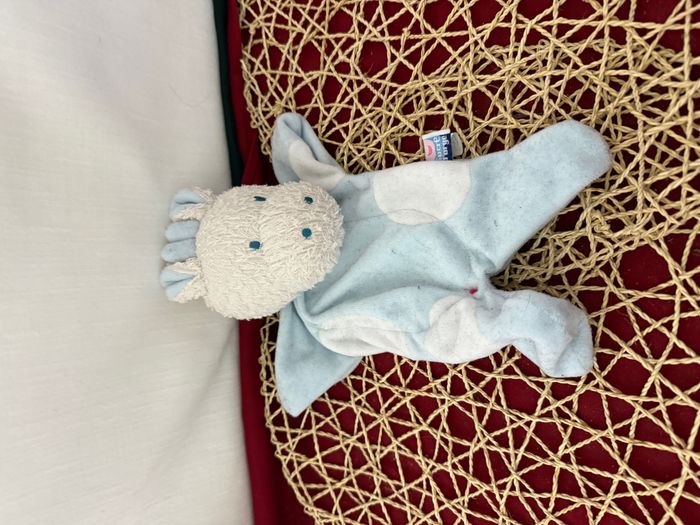 Doudou plat vache girafe bleu blanc SUCRE D'ORGE - photo numéro 2