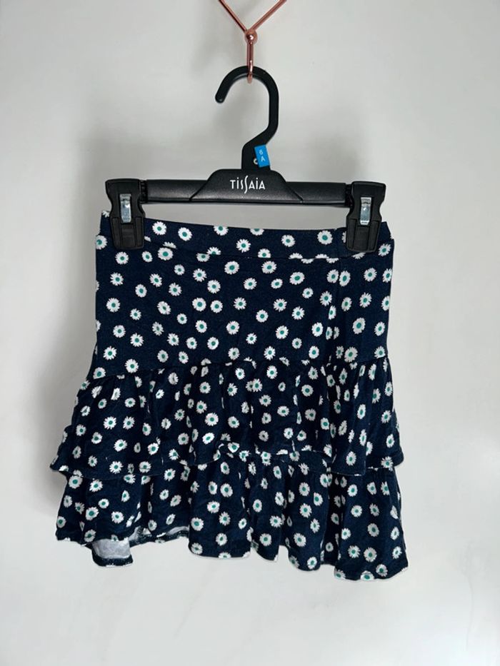 Jupe fluide bleu marine motif floral - 8 ans - Kiabi