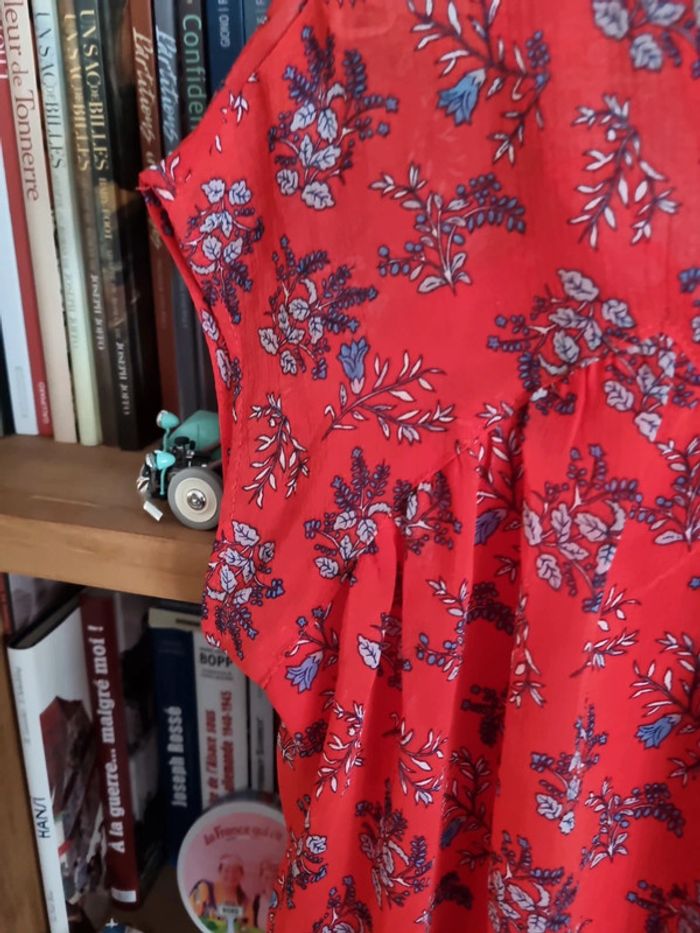 Chemisier Orfeo rouge en voile  M/L - photo numéro 3
