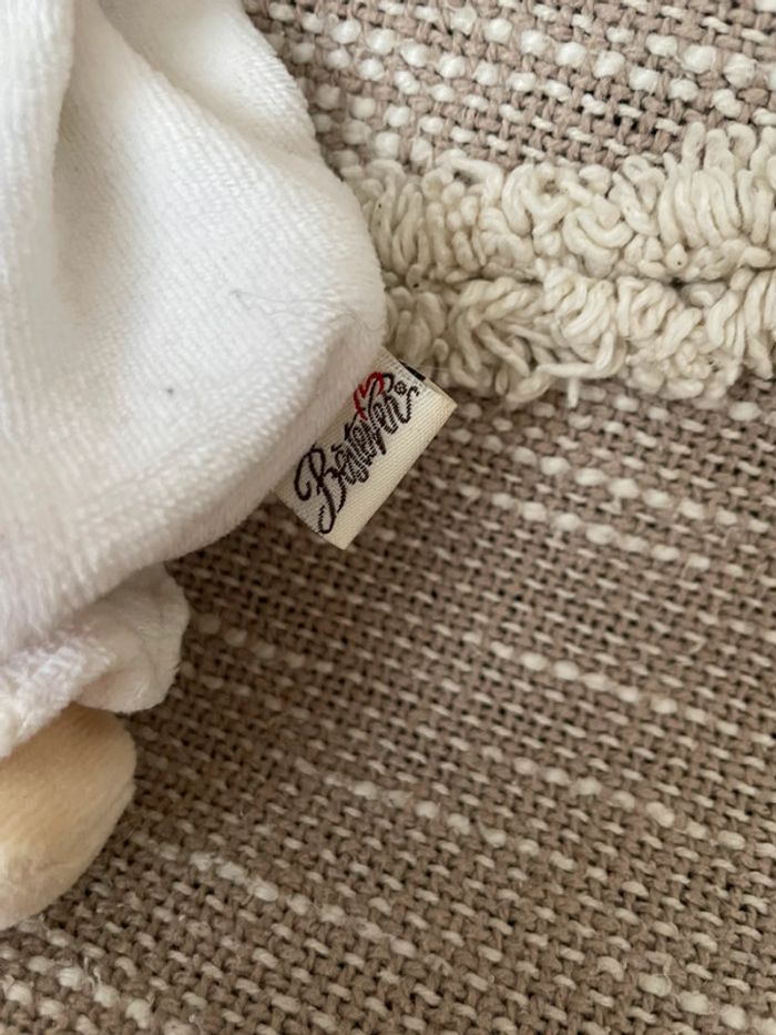 Peluche doudou plat 23cm bestever arlequin souris blanc et beige marron très bon état - photo numéro 5