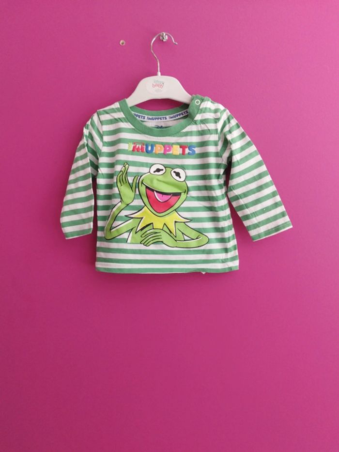 Tee shirt manches longues garçon muppets Disney taille 6/9 mois b7