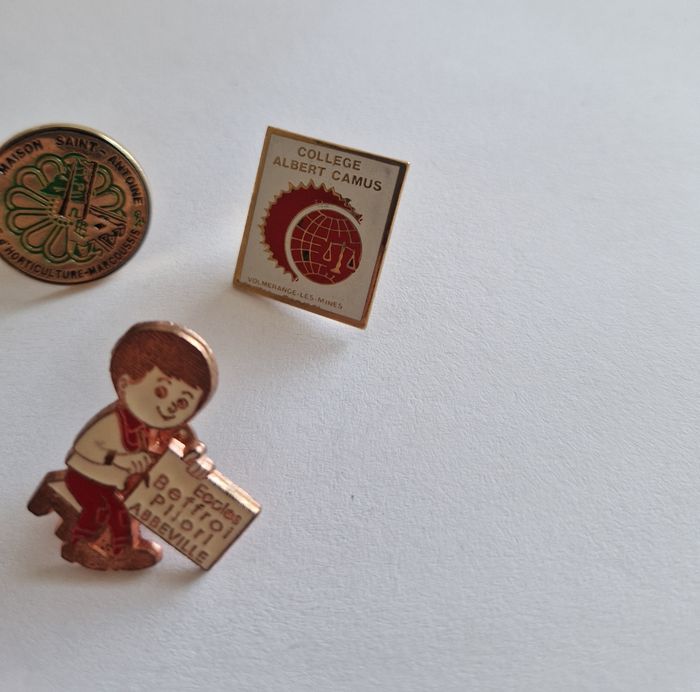 Lot de 5 Pin's Vintage Scolaire Collège Albert Camus Jules Verne Abbeville - photo numéro 4