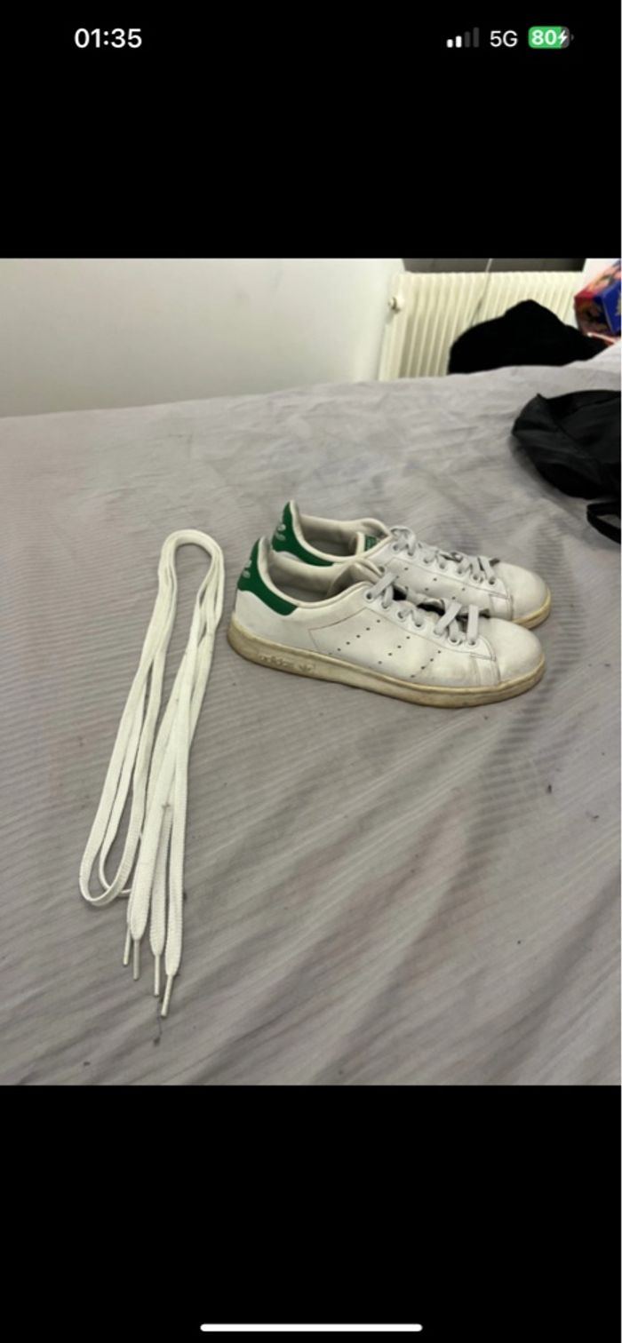 Basket adidas Stan smith blanc et vert taille 39 1/3 - photo numéro 6