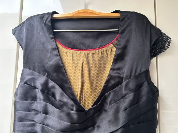 Robe doublée satinée noire - Taille XS - photo numéro 4