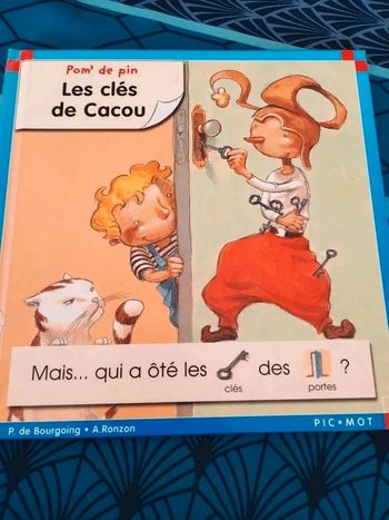Livre a volets Pom' de Pin, Les clés de Cacou  Pic mot