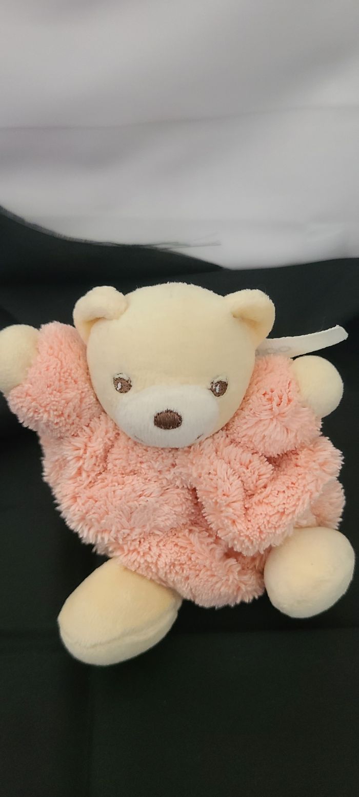 Doudou petit ours Plume orange saumon KALOO - photo numéro 2