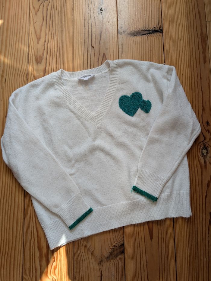 Pull blanc et vert