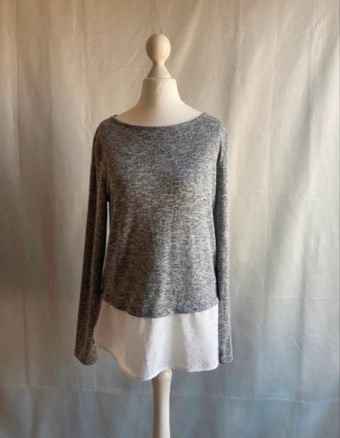 Pull chiné noir et blanc Fashion Express taille 38 / M - photo numéro 10