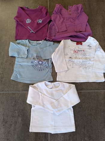 Lot tee-shirts manches longues fille 6 mois
