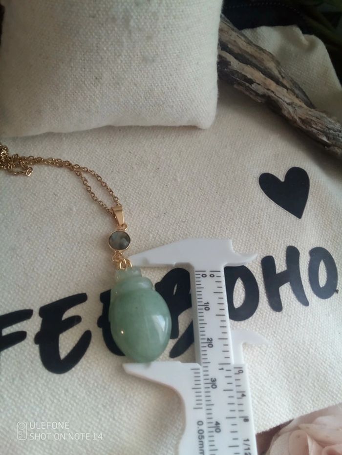 Collier scarabée en aventurine verte et labradorite - photo numéro 3