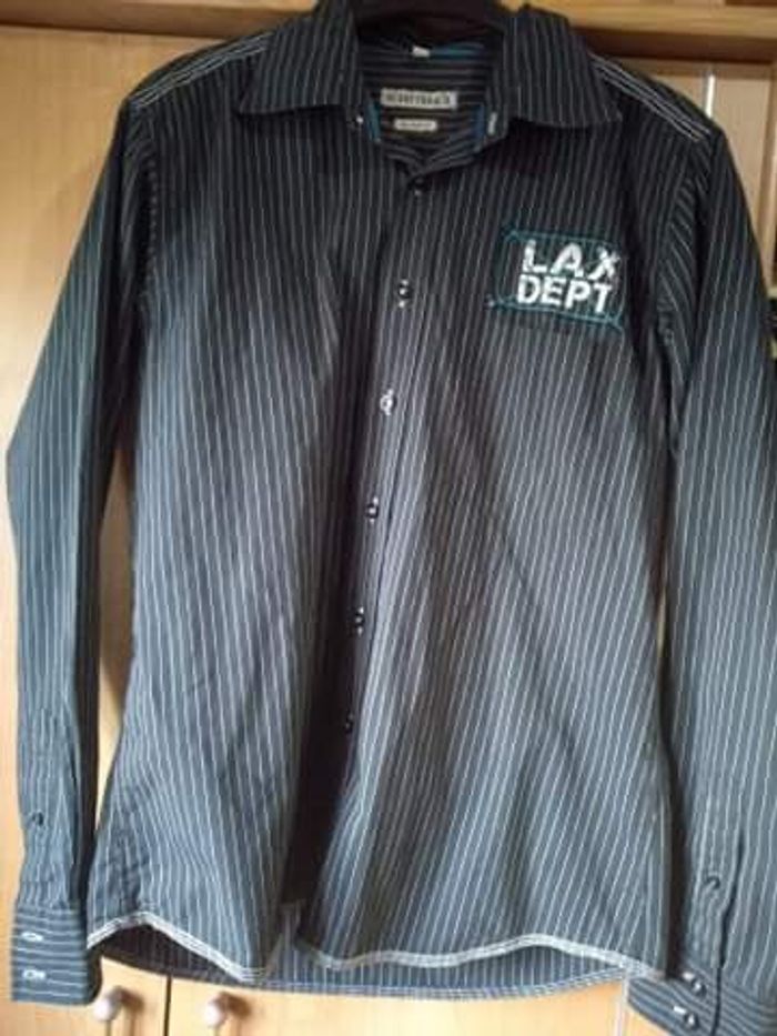 Chemise hommes a rayures noir