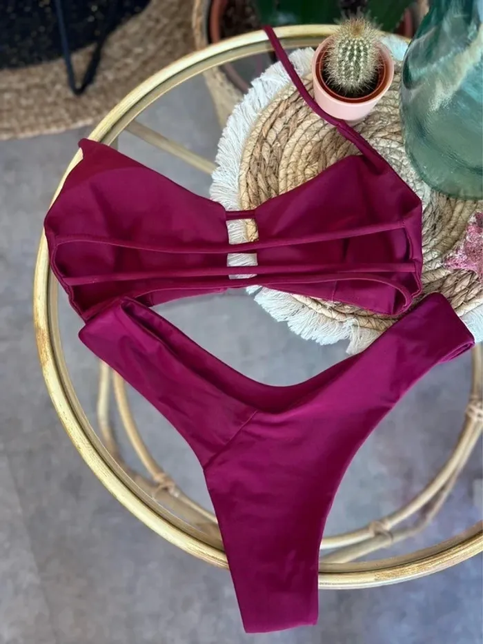 Maillot de bain bikini bordeaux taille XS - photo numéro 4