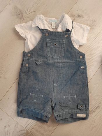 Ensemble salopette short + chemise MC