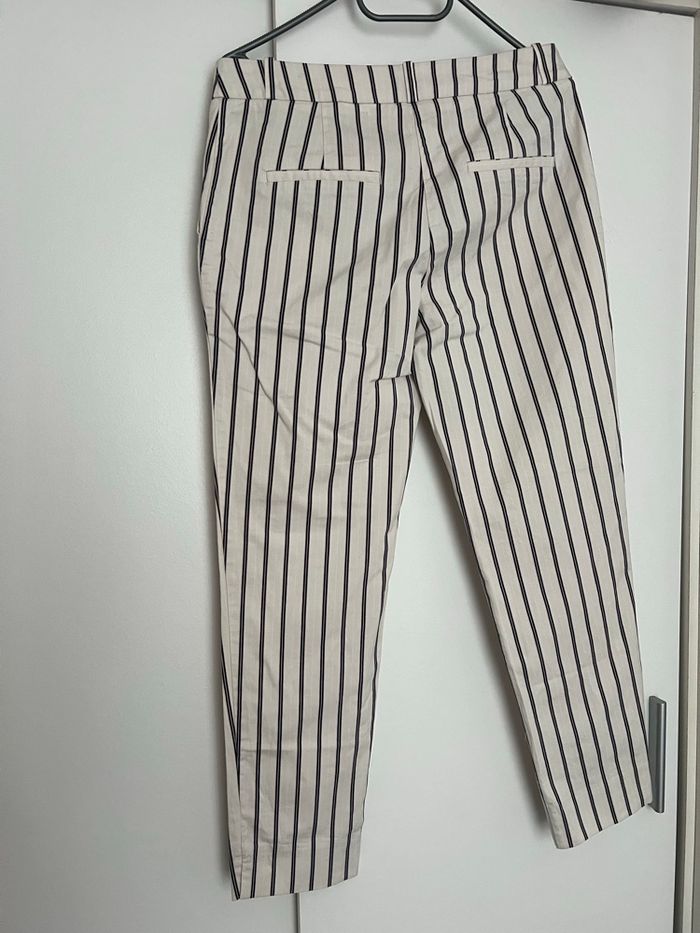 Pantalon droit rayé crème marine et rose Camaïeu - photo numéro 5