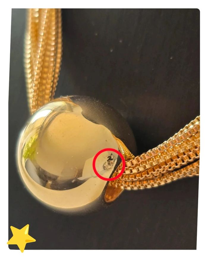Collier multi chaine vénitienne acier inoxydable dorée avec boule - photo numéro 3