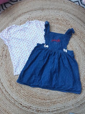 Ensemble tee shirt et robe en jean Sucre d'orge 24 mois