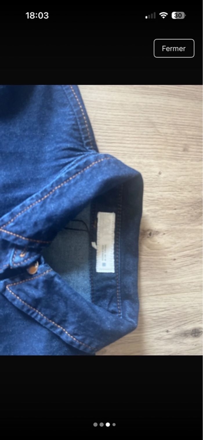 Veste chemise jeans bleu brut Zara - photo numéro 3