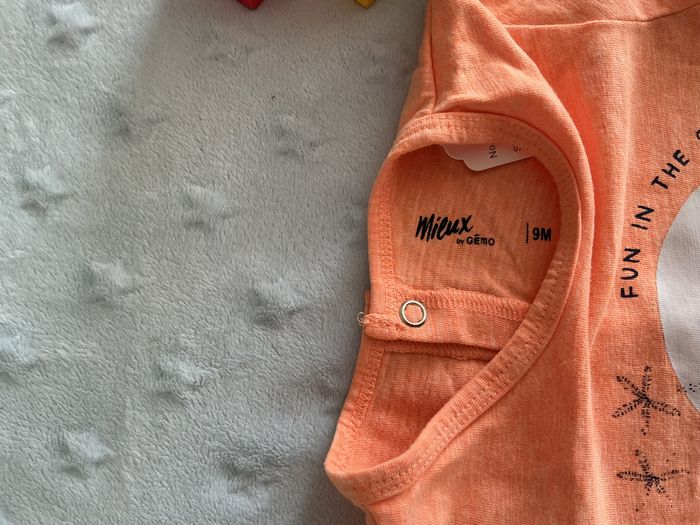 pyjama grenouillère en coton abricot 9 mois gémo - photo numéro 9