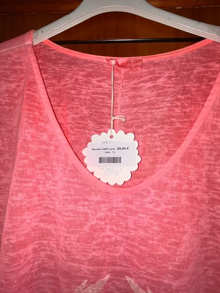 T-shirt tunique rose col v April Vintage taille unique - photo numéro 3