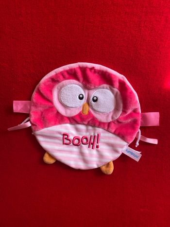 Luminou doudou rond chouette rose activité éveil étiquettes cordes Neuf jamais utilisé 