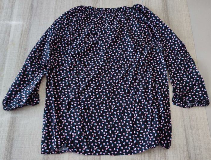 Blouse femme Gémo taille L – Noir motifs roses – Très bon état – Chic décontracté - photo numéro 6