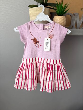 Robe Catimini - Lila/fuchsia/blanc - neuve avec étiquette - taille 12 mois -