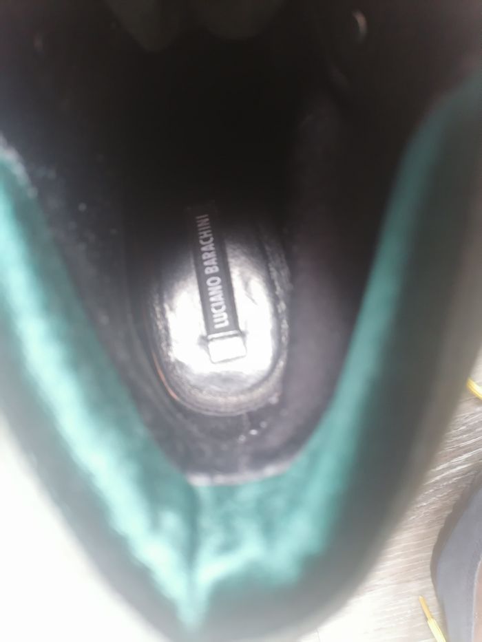 Bottines bleu, noir et bordeaux à talons épais avec lacets jaunes - Taille 39 - Luciano Barachini - photo numéro 6