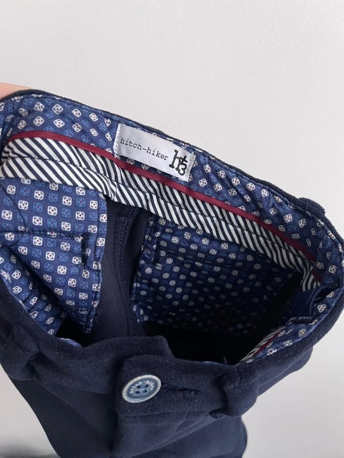 Somptueux pantalon en velours bleu marine de la marque italienne haut de gamme Hitch Hiker - photo numéro 5